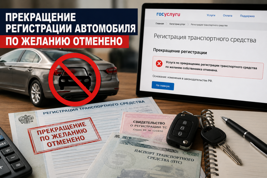 Прекращение регистрации автомобиля по желанию отменено