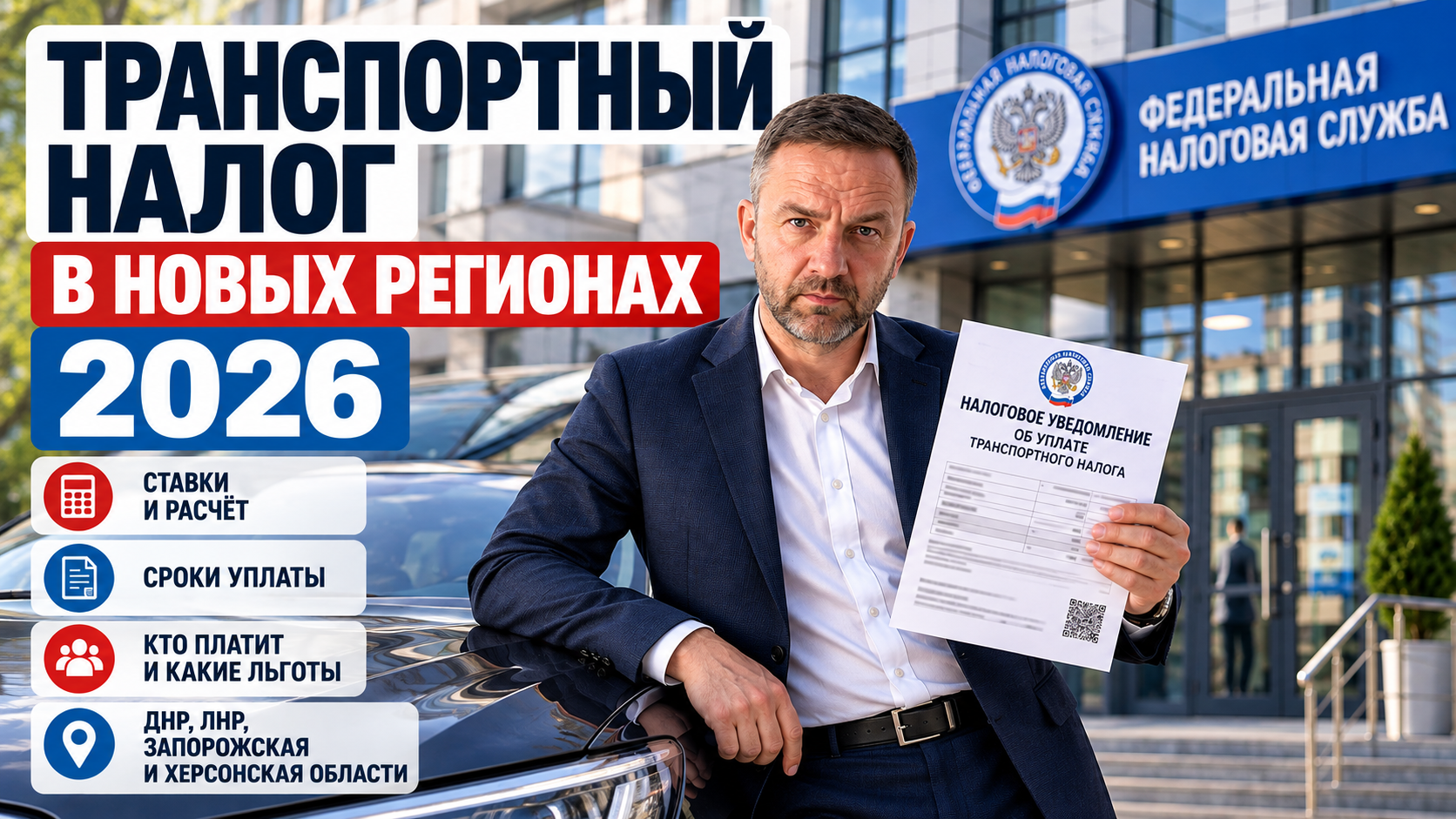 Транспортный налог в новых регионах в 2026 году: ставки, льготы, сроки и расчёт
